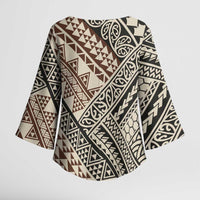 Niho Taniwha Kowhaiwhai Kimono Sleeve Blouse - Polynesian Pride