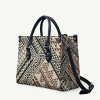 Niho Taniwha Kowhaiwhai Leather Bag LT9 Beige - Polynesian Pride