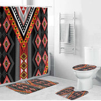 Niho Taniwha Taniko Motif Bathroom Set LT9 Bathroom Set (4 pcs) Red - Polynesian Pride