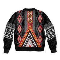 Niho Taniwha Taniko Motif Bomber Jacket