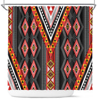 Niho Taniwha Taniko Motif Shower Curtain