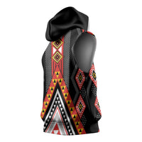 Niho Taniwha Taniko Motif Sleeveless Hoodie LT9 - Polynesian Pride