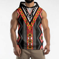 Niho Taniwha Taniko Motif Sleeveless Hoodie LT9 - Polynesian Pride