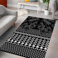 Black Taniko Kowhaiwhai Tukutuku Motif Area Rug