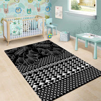 Black Taniko Kowhaiwhai Tukutuku Motif Area Rug