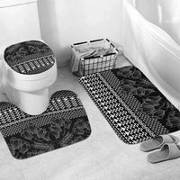 Black Taniko Kowhaiwhai Tukutuku Motif Bathroom Set LT9 Mat Set Only (3 pcs) One Size Black - Polynesian Pride