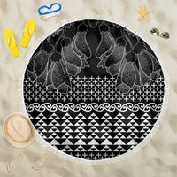 Black Taniko Kowhaiwhai Tukutuku Motif Beach Blanket