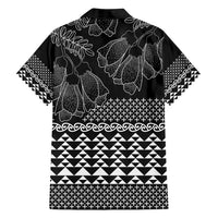 Black Taniko Kowhaiwhai Tukutuku Motif Family Matching Puletasi and Hawaiian Shirt