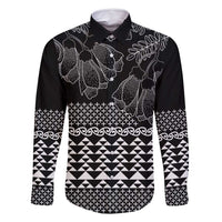 Black Taniko Kowhaiwhai Tukutuku Motif Family Matching Summer Maxi Dress and Hawaiian Shirt