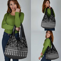 Black Taniko Kowhaiwhai Tukutuku Motif Grocery Bag