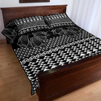 Black Taniko Kowhaiwhai Tukutuku Motif Quilt Bed Set
