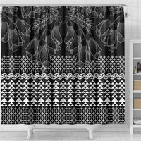 Black Taniko Kowhaiwhai Tukutuku Motif Shower Curtain