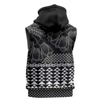 Black Taniko Kowhaiwhai Tukutuku Motif Sleeveless Hoodie LT9 - Polynesian Pride