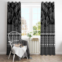 Black Taniko Kowhaiwhai Tukutuku Motif Window Curtain