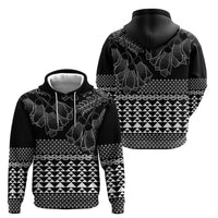Black Taniko Kowhaiwhai Tukutuku Motif Zip Hoodie