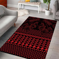 Red Taniko Kowhaiwhai Tukutuku Motif Area Rug