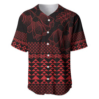 Red Taniko Kowhaiwhai Tukutuku Motif Baseball Jersey LT9 Red - Polynesian Pride