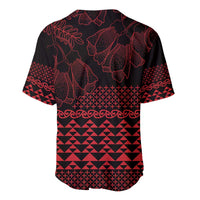 Red Taniko Kowhaiwhai Tukutuku Motif Baseball Jersey LT9 - Polynesian Pride