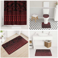 Red Taniko Kowhaiwhai Tukutuku Motif Bathroom Set LT9 - Polynesian Pride