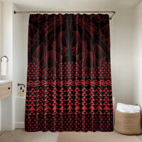 Red Taniko Kowhaiwhai Tukutuku Motif Bathroom Set LT9 Shower Curtain Only Red - Polynesian Pride