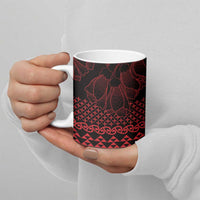 Red Taniko Kowhaiwhai Tukutuku Motif Ceramic Mug - Polynesian Pride