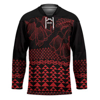 Red Taniko Kowhaiwhai Tukutuku Motif Hockey Jersey - Polynesian Pride