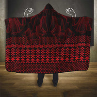 Red Taniko Kowhaiwhai Tukutuku Motif Hooded Blanket LT9 - Polynesian Pride