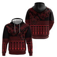 Red Taniko Kowhaiwhai Tukutuku Motif Hoodie