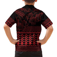 Red Taniko Kowhaiwhai Tukutuku Motif Kid Hawaiian Shirt