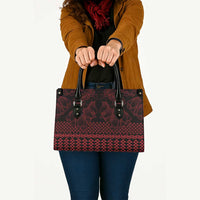 Red Taniko Kowhaiwhai Tukutuku Motif Leather Bag LT9 - Polynesian Pride