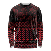 Red Taniko Kowhaiwhai Tukutuku Motif Long Sleeve Shirt