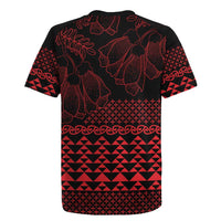 Red Taniko Kowhaiwhai Tukutuku Motif Rugby Jersey