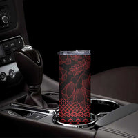 Red Taniko Kowhaiwhai Tukutuku Motif Skinny Tumbler