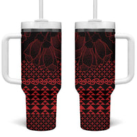 Red Taniko Kowhaiwhai Tukutuku Motif Tumbler With Handle