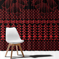 Red Taniko Kowhaiwhai Tukutuku Motif Window Curtain