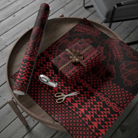 Red Taniko Kowhaiwhai Tukutuku Motif Wrapping Paper - Polynesian Pride