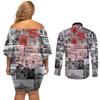ANZAC Day Gallipoli Campaign Couples Matching Off Shoulder Short Dress and Long Sleeve Button Shirt To The End They Remain