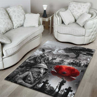 Black ANZAC Day The Battle of Lone Pine Area Rug Kiwi-Kangaroo Soldier Lest We Forget