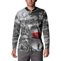 Black ANZAC Day The Battle of Lone Pine Button Sweatshirt Kiwi-Kangaroo Soldier Lest We Forget