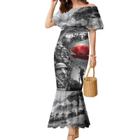 Black ANZAC Day The Battle of Lone Pine Family Matching Mermaid Dress and Hawaiian Shirt Kiwi-Kangaroo Soldier Lest We Forget