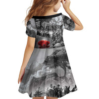 Black ANZAC Day The Battle of Lone Pine Family Matching Off Shoulder Short Dress and Hawaiian Shirt Kiwi-Kangaroo Soldier Lest We Forget