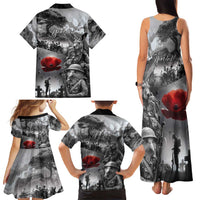 Black ANZAC Day The Battle of Lone Pine Family Matching Tank Maxi Dress and Hawaiian Shirt Kiwi-Kangaroo Soldier Lest We Forget
