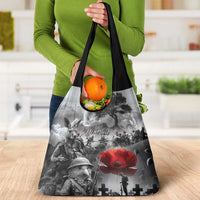 Black ANZAC Day The Battle of Lone Pine Grocery Bag Kiwi-Kangaroo Soldier Lest We Forget