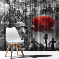 Black ANZAC Day The Battle of Lone Pine Window Curtain Kiwi-Kangaroo Soldier Lest We Forget