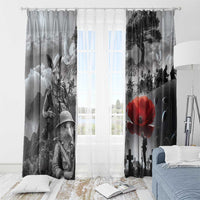 Black ANZAC Day The Battle of Lone Pine Window Curtain Kiwi-Kangaroo Soldier Lest We Forget