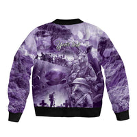 Purple ANZAC Day The Battle of Lone Pine Bomber Jacket Kiwi-Kangaroo Soldier Lest We Forget
