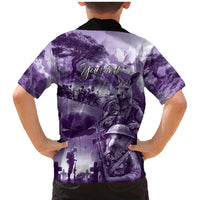 Purple ANZAC Day The Battle of Lone Pine Family Matching Mermaid Dress and Hawaiian Shirt Kiwi-Kangaroo Soldier Lest We Forget