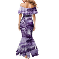 Purple ANZAC Day The Battle of Lone Pine Family Matching Mermaid Dress and Hawaiian Shirt Kiwi-Kangaroo Soldier Lest We Forget