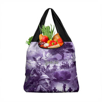 Purple ANZAC Day The Battle of Lone Pine Grocery Bag Kiwi-Kangaroo Soldier Lest We Forget