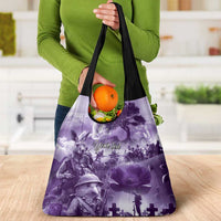 Purple ANZAC Day The Battle of Lone Pine Grocery Bag Kiwi-Kangaroo Soldier Lest We Forget